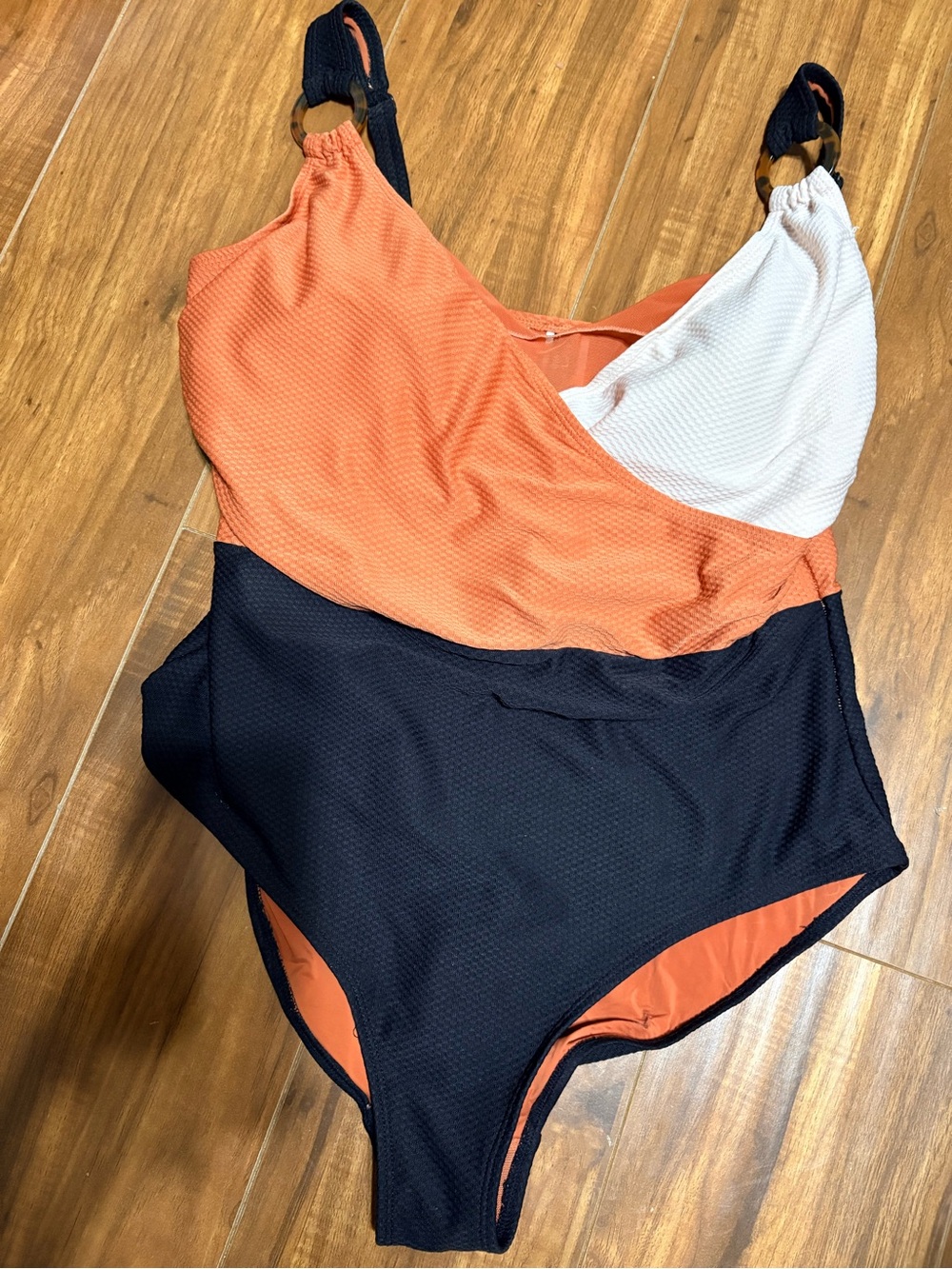 Niptuck Colorblock One-Piece Swimsuit - Orange, White & Black
